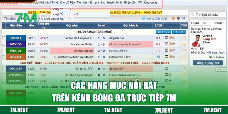 Hạng mục nổi bật trên kênh